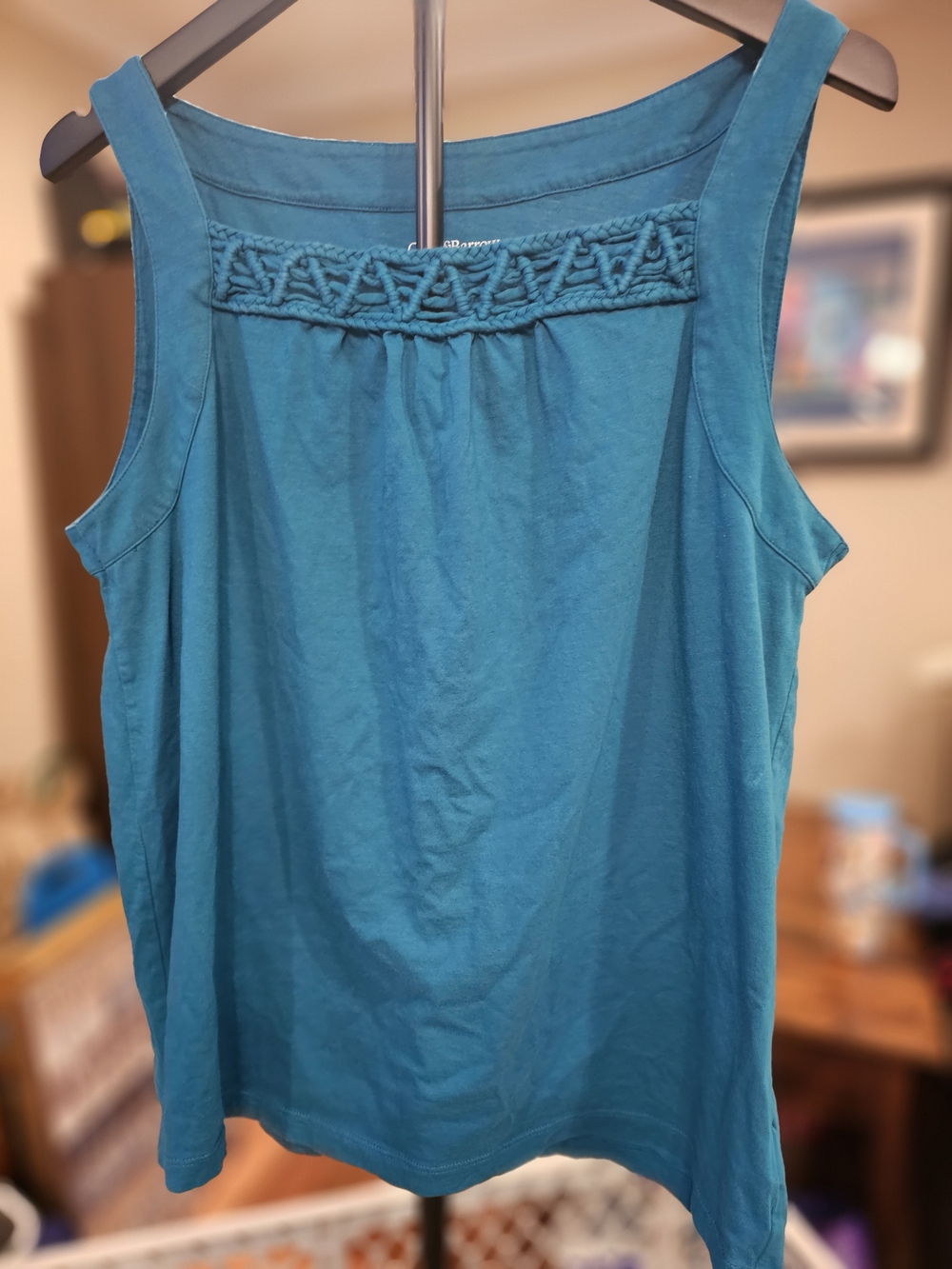 Croft & Barrow Teal Braided Yoke Tank Top